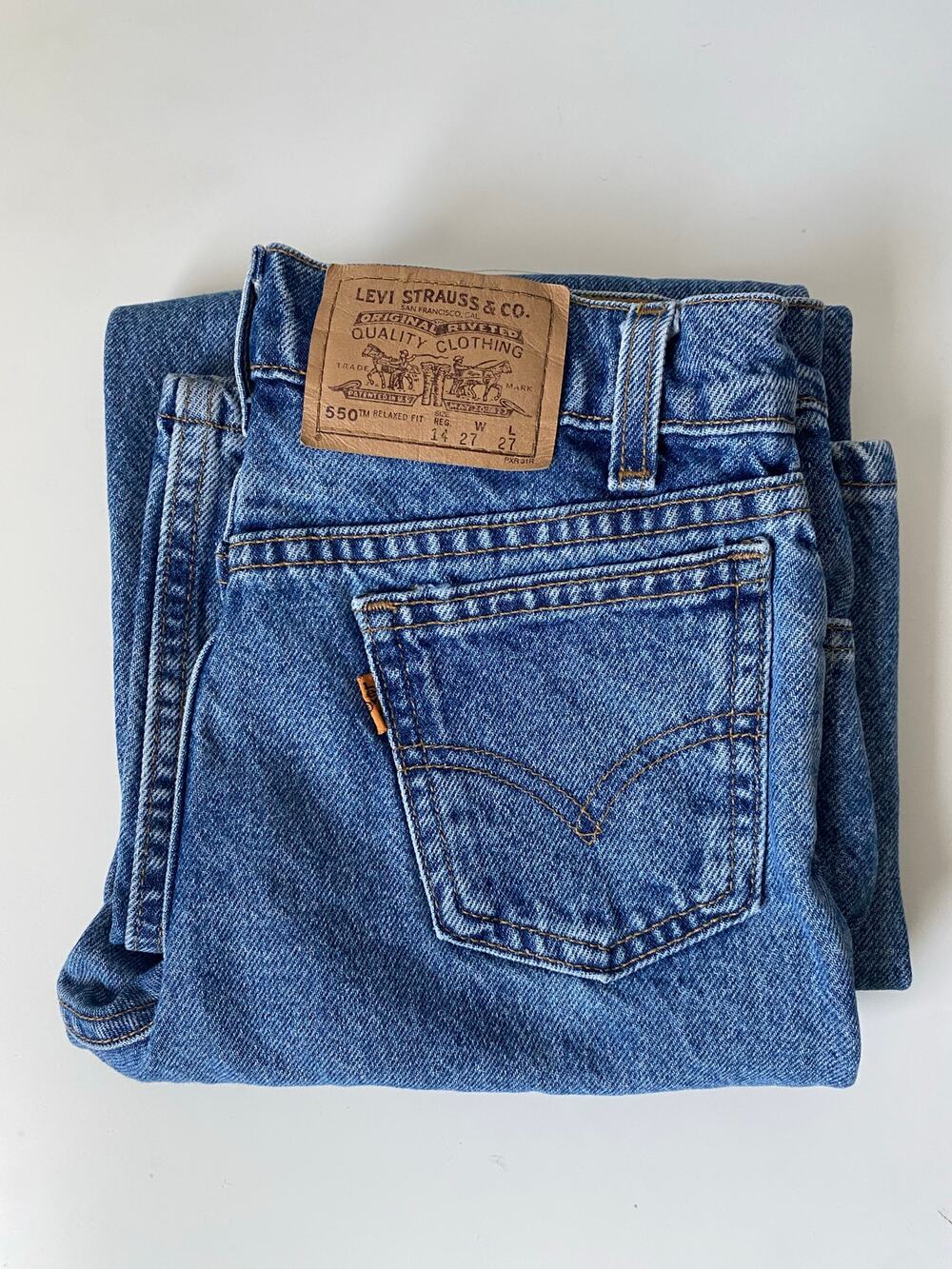 Vintage 550 Orange Tag Levi Strauss Girls Size 14 Relaxed Fit Jeans- 100% Cotton